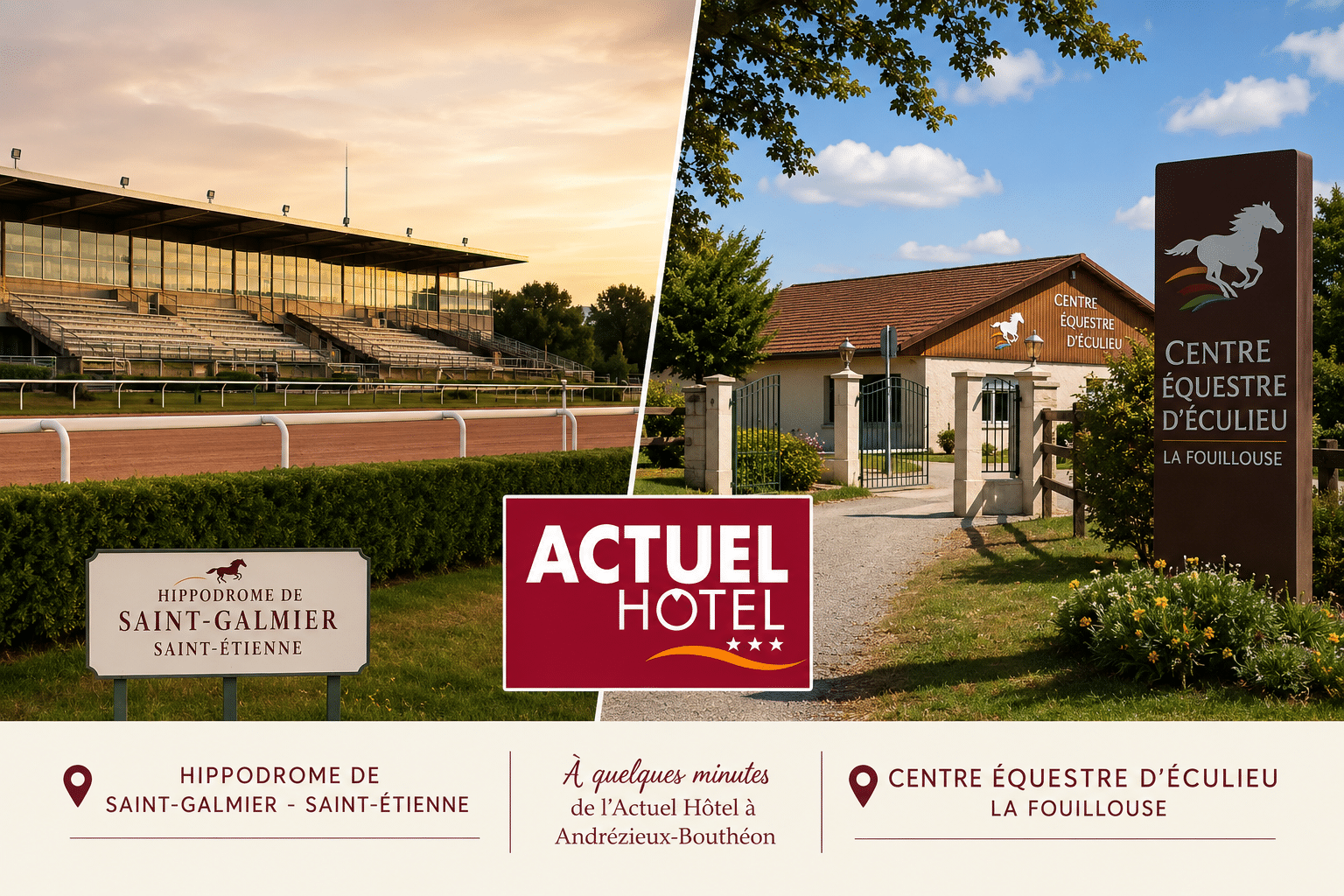 Hippodrome de Saint-Galmier – Saint-Étienne et Centre Équestre d’Éculieu à La Fouillouse près de l’Actuel Hôtel